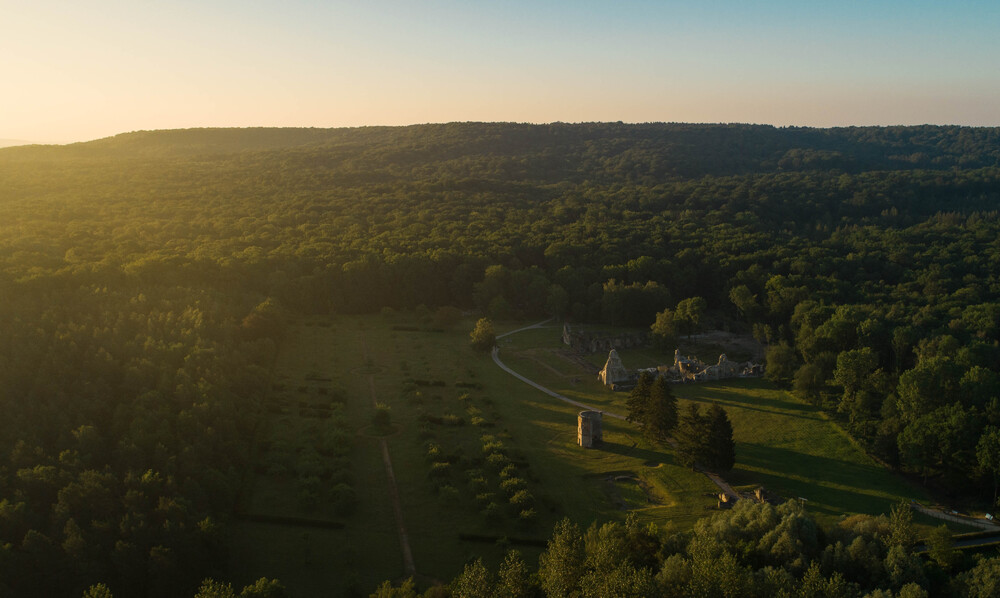 Abbaye de Vauclair vue du ciel - Crédits : Sylvain Prémont