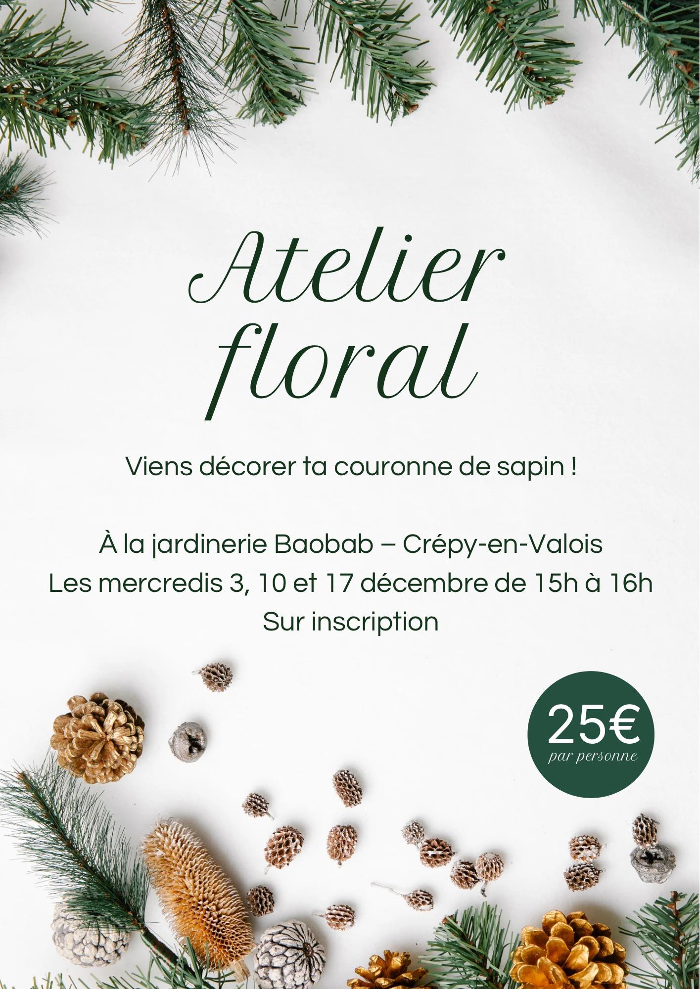 Atelier floral Baobab mercredis 3, 10 et 17 déc