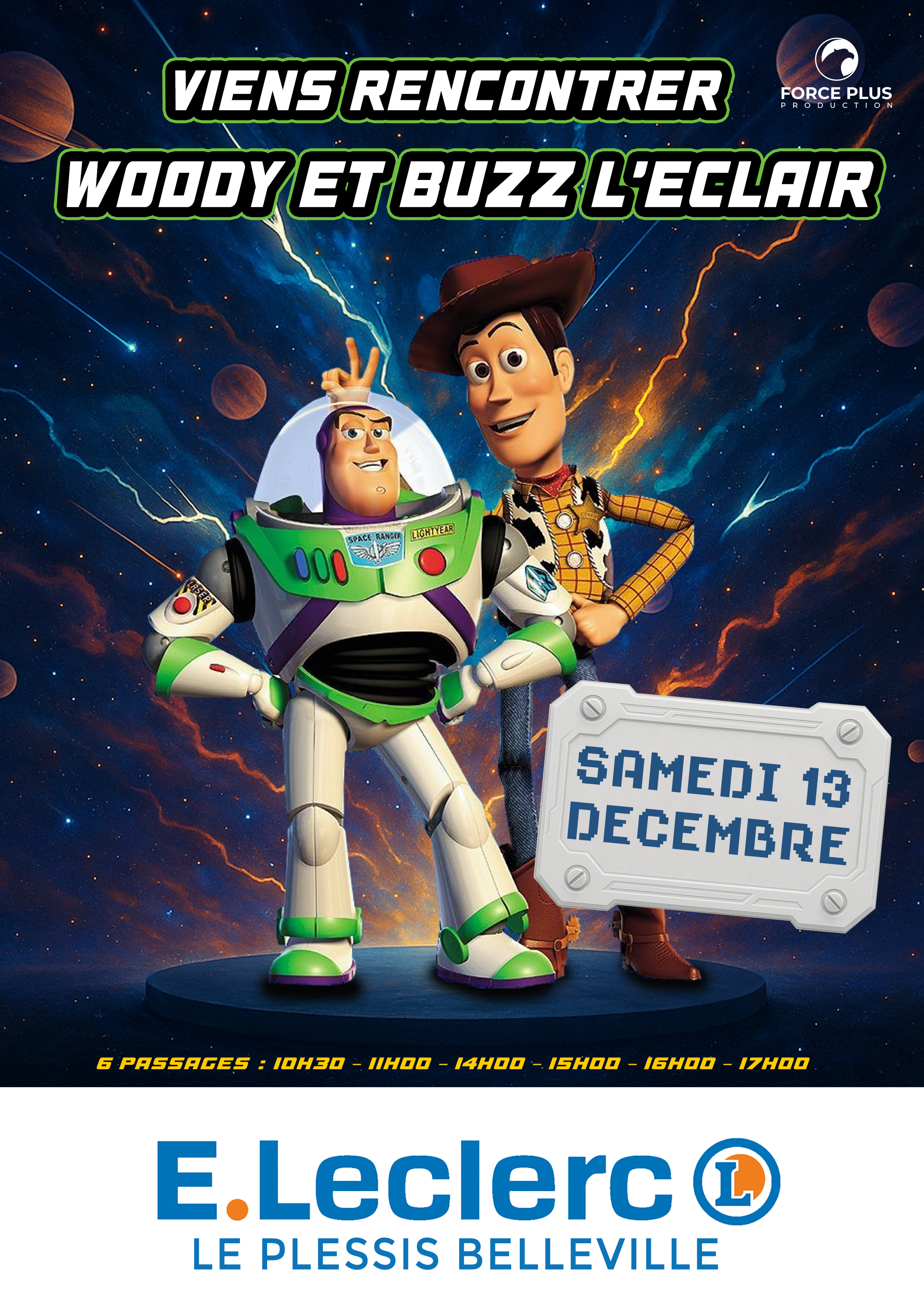 Duo Mascottes WOODY_BUZZ samedi 13.12.2025 - Centre E.LECLERC LE PLESSIS BELLEVILLE