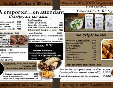 Carte des plats à emporter