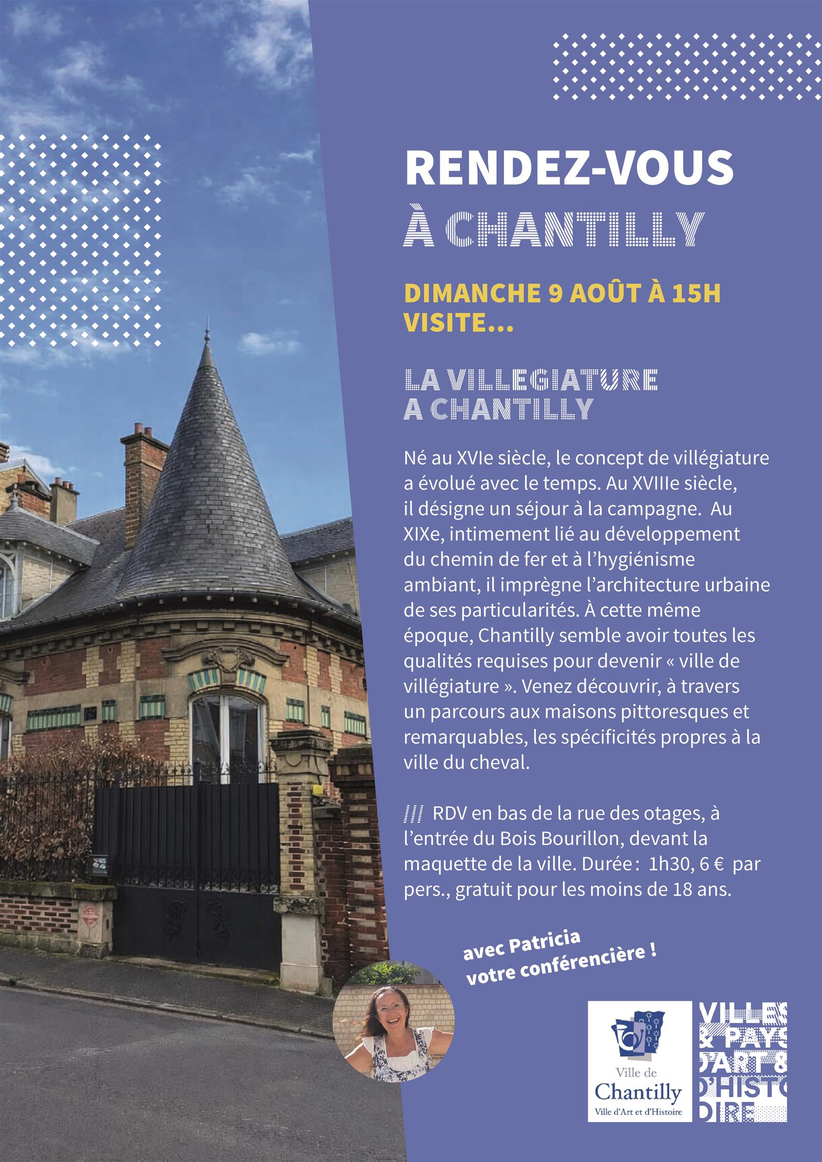 affiche visite VAH Chantilly Villegiature 9 aout