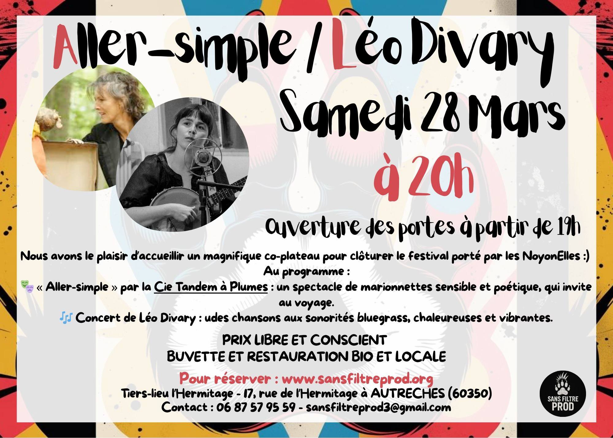 Spectacle de marionettes Aller-simple | Concert de Léo Divary