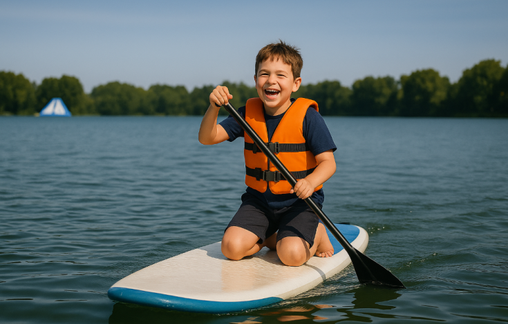 Paddle enfant à la Base de Loisirs de Saint-Leu-d'Esserent